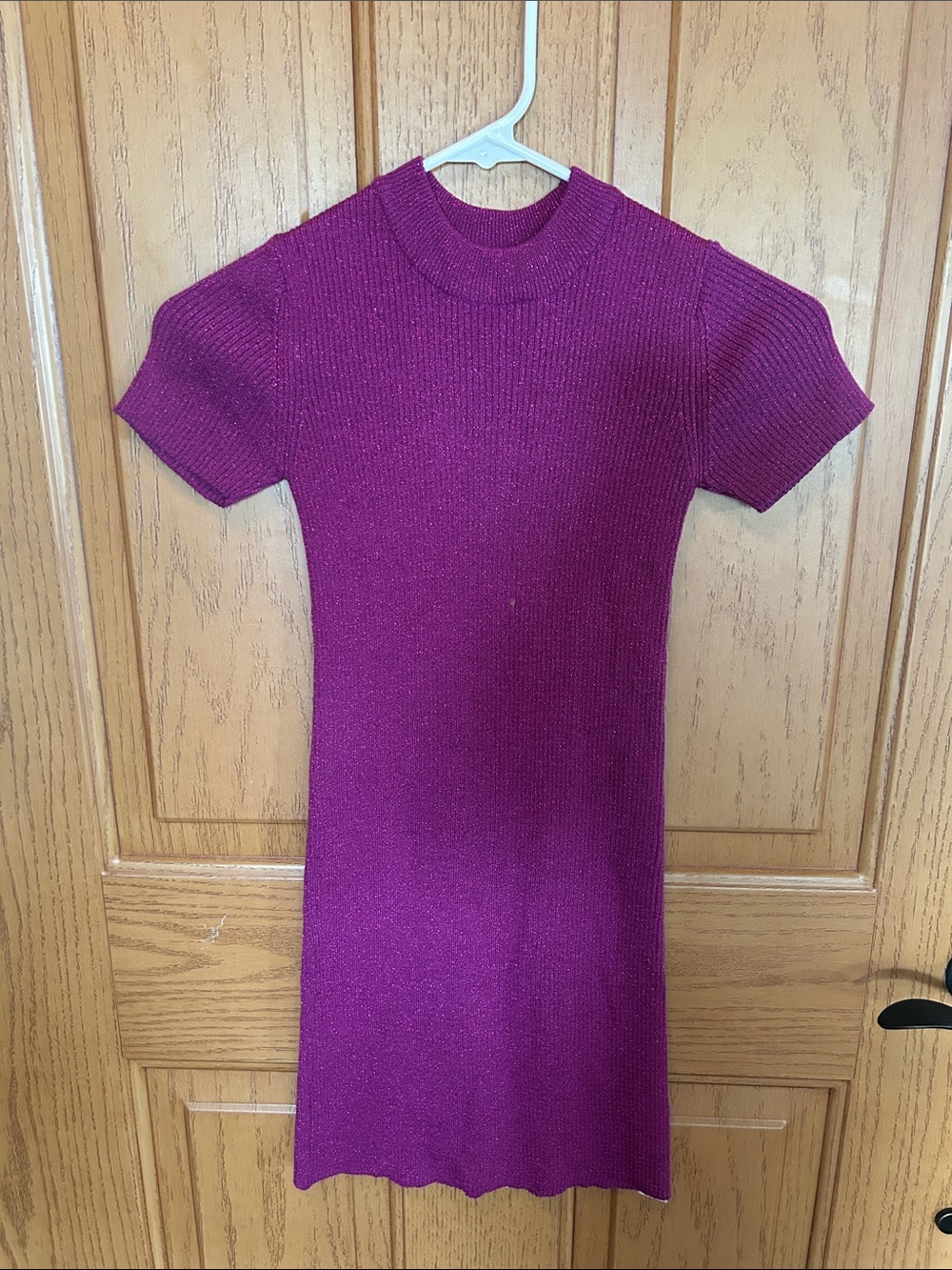 Zara Magenta Short Sleeve Ribbed Knit Dress